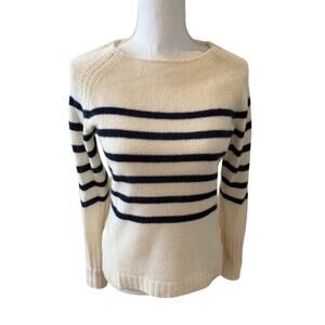 Only Mine Nautical Striped Cashmere sweater Ivory Navy Blue XS
